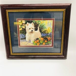Linda Picken Artist Signed Print West Highland Terrier Dog Artwork Blue Matted